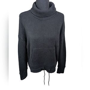 Sweaty Betty Boucle Sweatshirt Black Funnel Neck Dropped Shoulders Medium